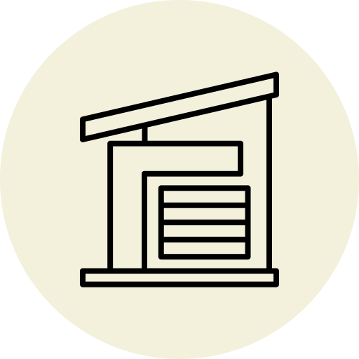 Construction crane icon with a raised boom and a suspended hook, representing construction, building, or infrastructure work.