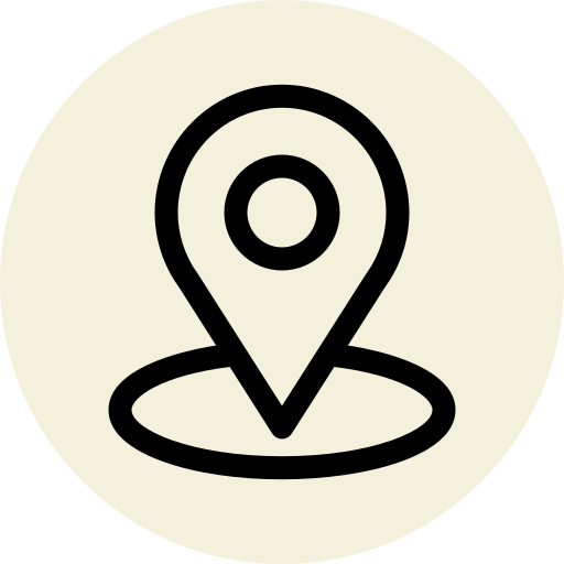 Location pin icon marking a specific place on a map, with an oval base indicating the pinned location.